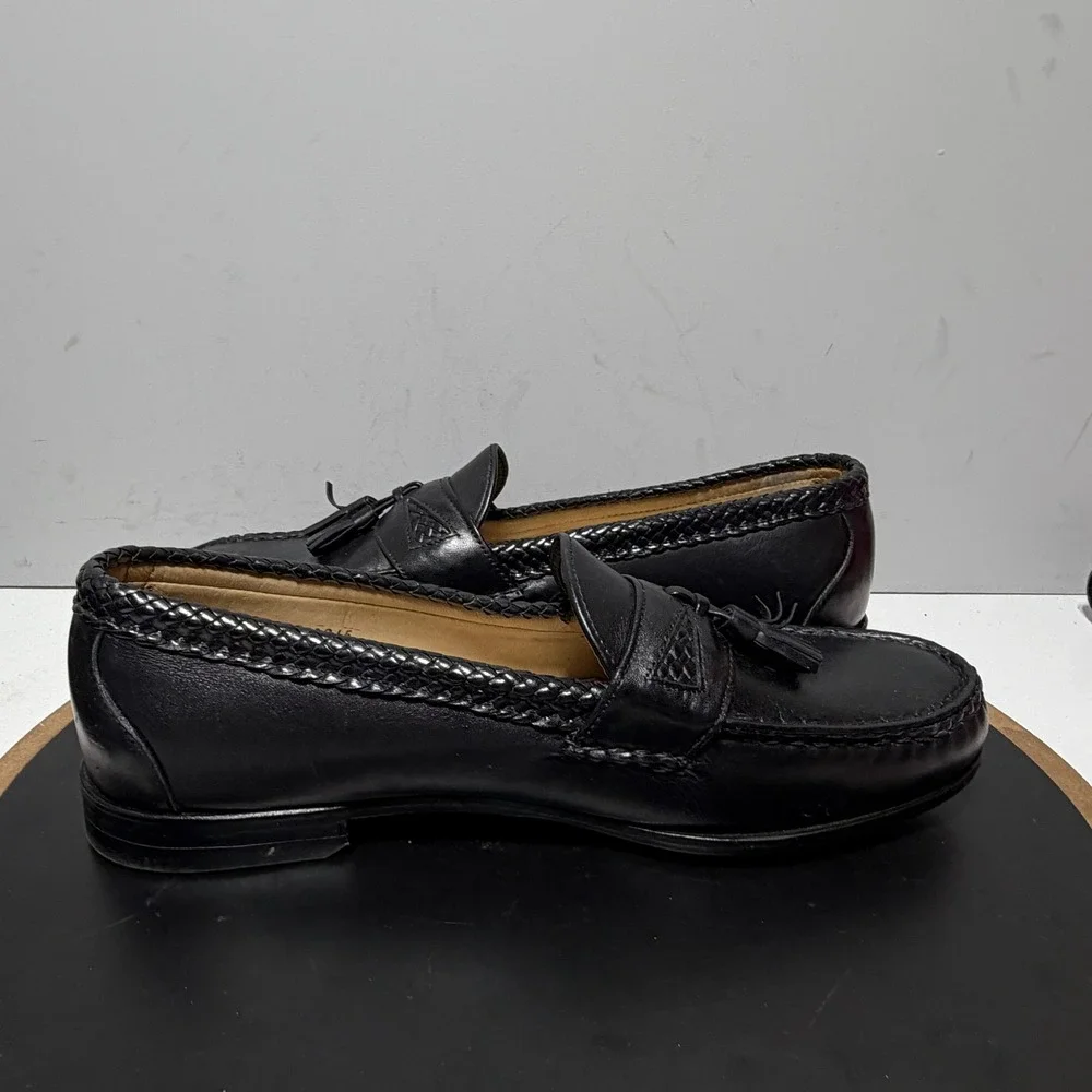 Allen Edmonds Maxfield Loafers Men 11 Tassel Braided Slip On Black Quiet‎ Luxury